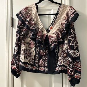 Farm Rio Black & White Sweet Mermaids Blouse Size Medium